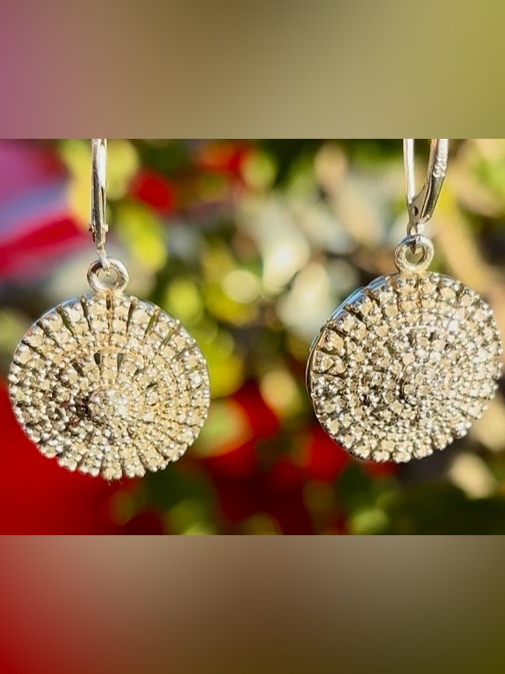 Authentic Vintage 925 Sterling Silver Starburst Dome Earrings 7.94g Dual Stamped